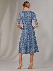 Jolie Moi Blue Mesh Wrap Midi Dress - Image 2 of 6