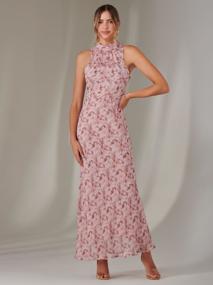 Розовый - Jolie Moi Chiffon Maxi Dress - Image 6 of 6