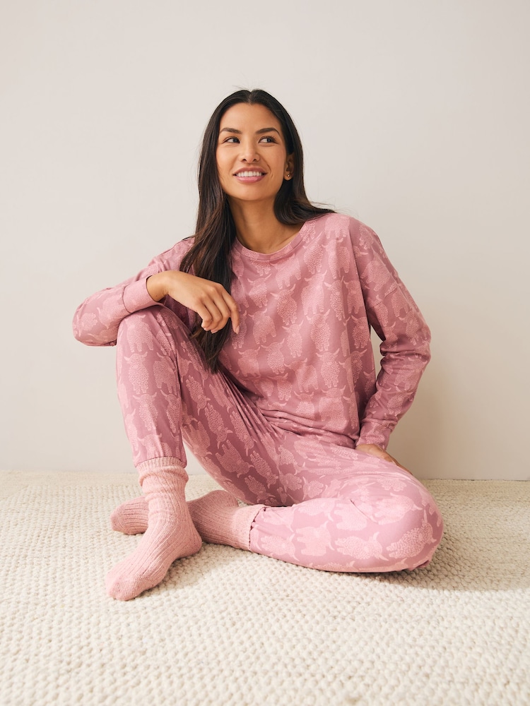 Pink Hamish The Highland Cow Long Sleeve Pyjamas - Image 1 of 8 Pink Hamish The Highland Cow Long Sleeve Pyjamas - Image 1 of 8
