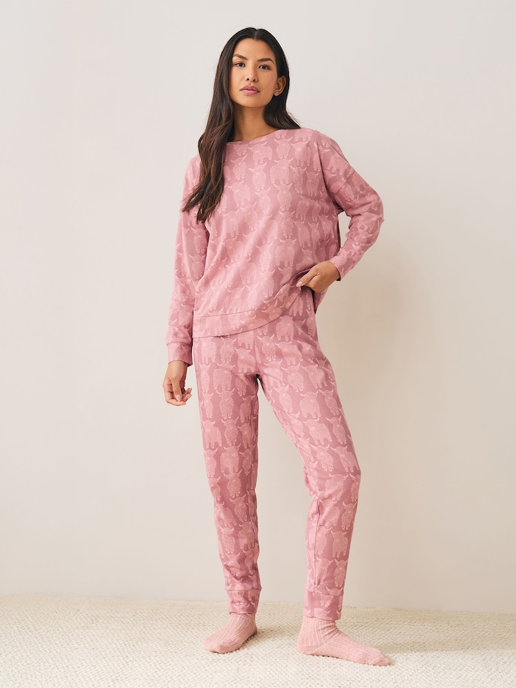 Pink – Hamish The Highland Cow - Langärmeliger Pyjama - Bild 2 von 8