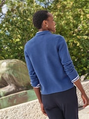 Pure Collection Blue Cotton Wool Blend Milano Button Through Jacket - Image 2 of 3