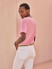 Pure Collection Pink Supersoft Pure 100% Cotton Crew Neck T-shirts - Image 2 of 3