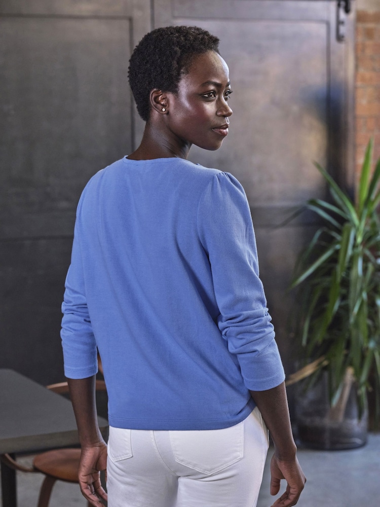 Long Sleeve Cotton Blend Button Shoulder Top - Image 2 of 3