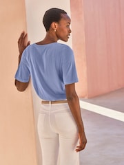 Pure Collection Blue Supersoft 100% Cotton Crew Neck T-shirts - Image 2 of 3