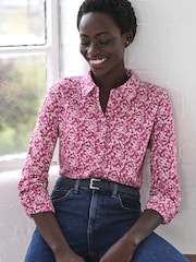 Pure Collection Pink Jersey Long Sleeve Button Through Shirt - Image 1 of 3