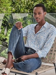 Pure Collection Blue Washed Pure Silk Shirt - Image 1 of 3