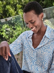 Pure Collection Blue Washed Pure Silk Shirt - Image 3 of 3