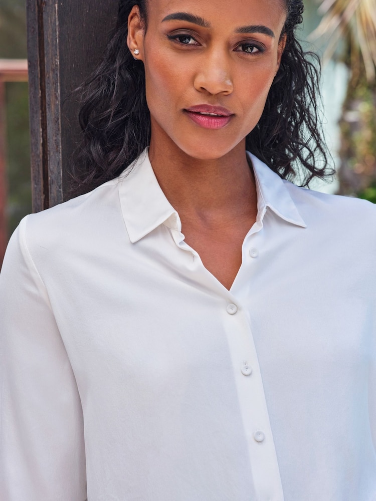 Pure Collection Loose Fit Pure Silk Long Sleeve Shirt - Image 3 of 3