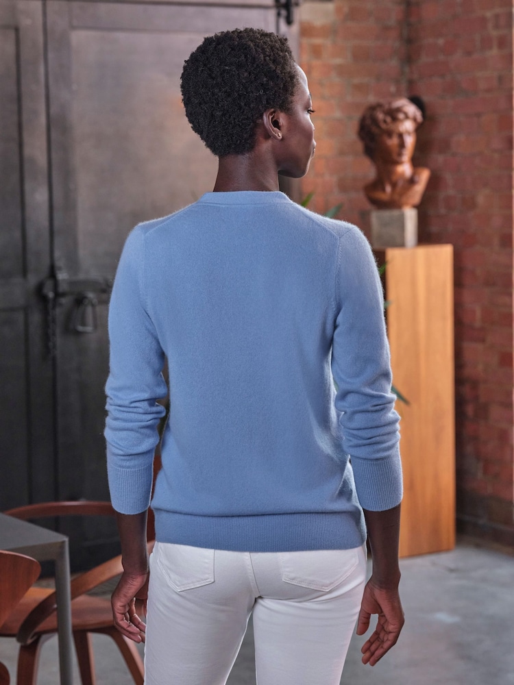 Pure Collection Cashmere V-Neck Slim Fitting Long Sleeve Cardigan - Image 2 of 6