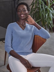 Pure Collection Cashmere V-Neck Slim Fitting Long Sleeve Cardigan - Image 3 of 6