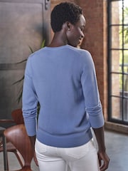 Pure Collection Cashmere V-Neck Slim Fitting Long Sleeve Cardigan - Image 4 of 6