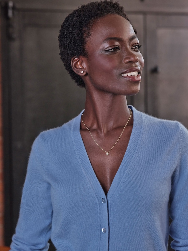 Pure Collection Cashmere V-Neck Slim Fitting Long Sleeve Cardigan - Image 6 of 6