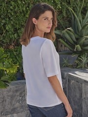 Pure Collection Super Soft Crew Neck 100% Cotton White T-shirts - Image 1 of 3