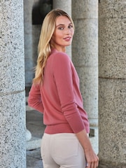 Pure Collection Cashmere V-Neck Slim Fitting Long Sleeve Cardigan - Image 2 of 3