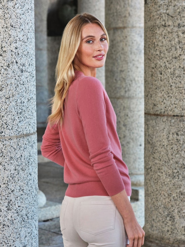 Pure Collection Cashmere V-Neck Slim Fitting Long Sleeve Cardigan - Image 2 of 3