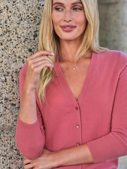 Pure Collection Cashmere V-Neck Slim Fitting Long Sleeve Cardigan - Image 3 of 3