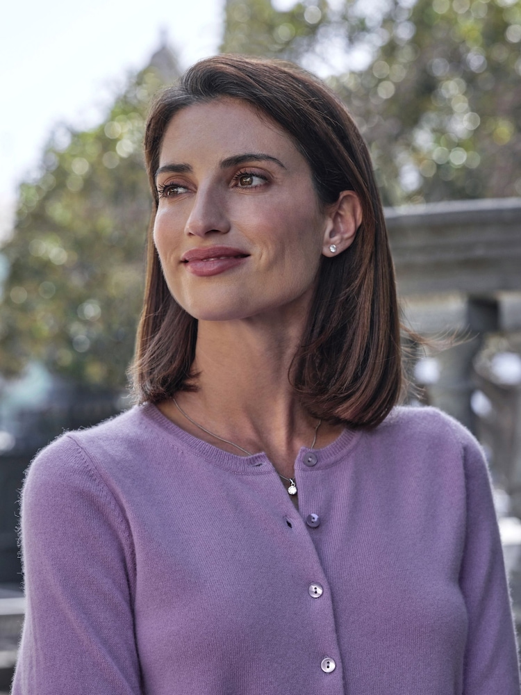 Pure Collection Cashmere Crew Neck Cardigan with Colour Matched Buttons - Image 3 of 3