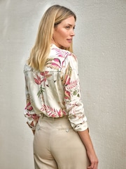 Pure Collection Silk Satin White Shirt with Silk Covered Buttons - Image 2 of 3