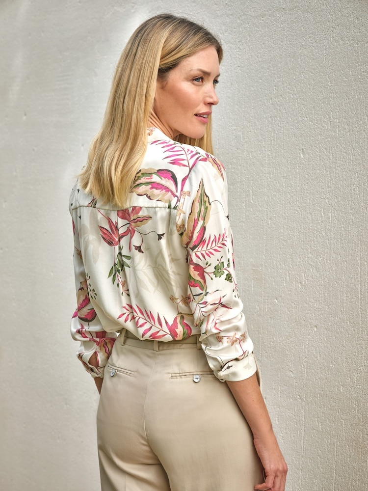 Pure Collection Silk Satin White Shirt with Silk Covered Buttons - Image 2 of 3