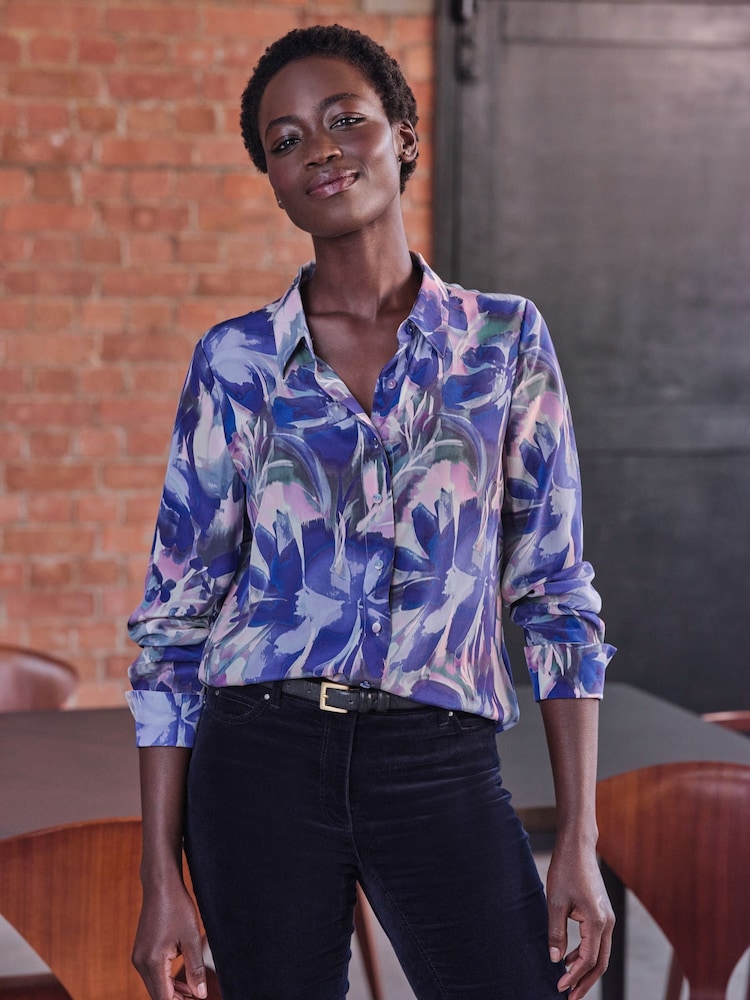 Pure Collection Blue Washed Pure Silk Shirt - Bild 1 von 3
