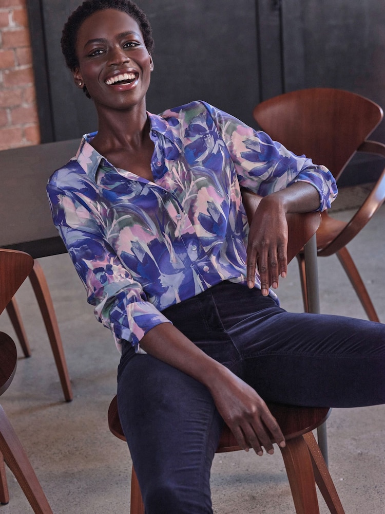 Pure Collection Blue Washed Pure Silk Shirt - Bild 3 von 3