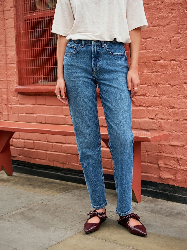 Denim Dark Blue Mom Comfort Stretch Column Jeans - Image 2 of 8 Denim Dark Blue Mom Comfort Stretch Column Jeans - Image 2 of 8