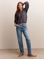 Mid Blue Denim Mom Comfort Stretch Column Jeans - Image 1 of 9