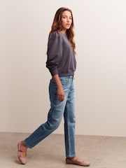 Mid Blue Denim Mom Comfort Stretch Column Jeans - Image 2 of 9