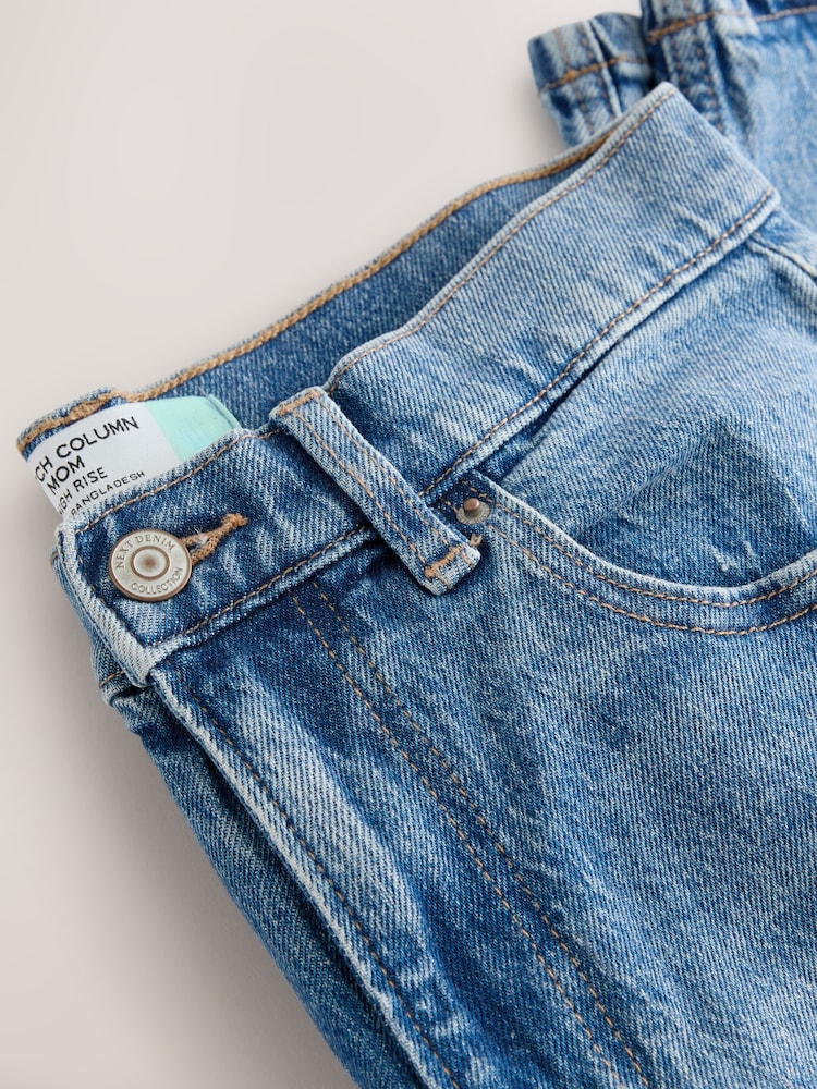 Mid Blue Denim Mom Comfort Stretch Column Jeans - Image 9 of 9
