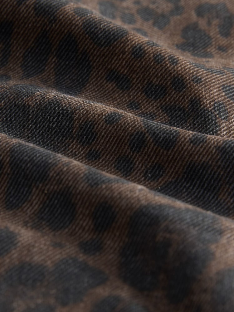 Brown Leopard Print Wide Leg Jeans - Image 8 of 8 Brown Leopard Print Wide Leg Jeans - Image 8 of 8