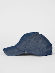 PS Paul Smith Blue Heart Swirl Embroidered Denim Cap - Image 3 of 4