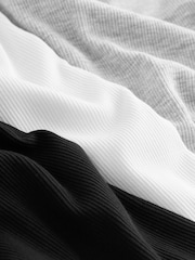 Black/White Long Sleeve Ribbed Tops 3 Pack (3-16yrs) - Image 6 of 7