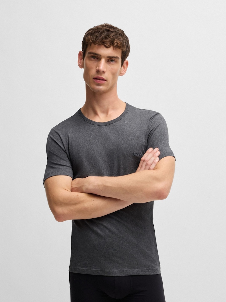BOSS Black/Grey/White Cotton T-Shirt 3 Pack - Image 2 of 5 BOSS Black/Grey/White Cotton T-Shirt 3 Pack - Image 2 of 5