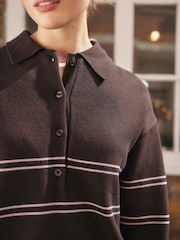 Chocolate Brown Cosy Soft Touch Long Sleeve Polo Neck Jumper Top - Image 4 of 7