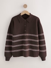 Chocolate Brown Cosy Soft Touch Long Sleeve Polo Neck Jumper Top - Image 5 of 7