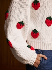 Mint Velvet White Strawberry Knit Cardigan - Image 4 of 8