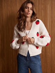 Mint Velvet White Strawberry Knit Cardigan - Image 6 of 8