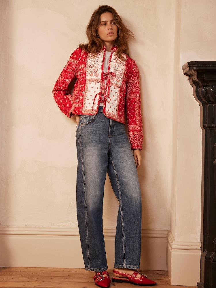 Mint Velvet Red Printed Quilt Jacket - Image 4 of 8
