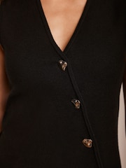 Mint Velvet Black Asymmetric Knit Waistcoat - Image 5 of 8