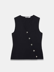 Mint Velvet Black Asymmetric Knit Waistcoat - Image 6 of 8