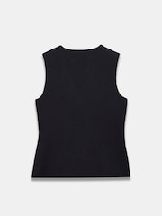 Mint Velvet Black Asymmetric Knit Waistcoat - Image 7 of 8