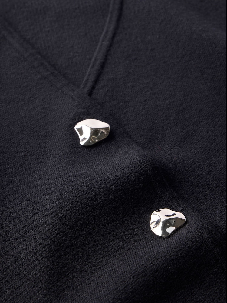 Mint Velvet Black Asymmetric Knit Waistcoat - Image 8 of 8