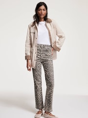 Mint Velvet Cream Leopard Print Slim Jeans - Image 1 of 7