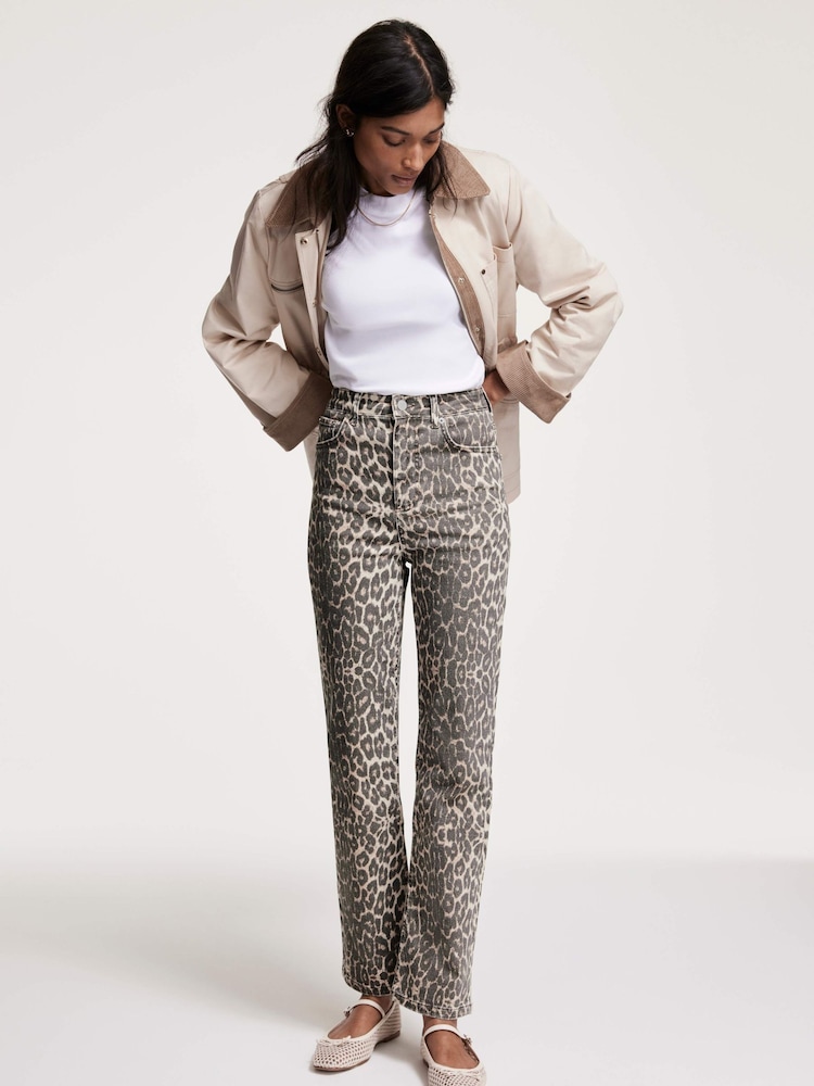 Mint Velvet Cream Leopard Print Slim Jeans - Image 2 of 7