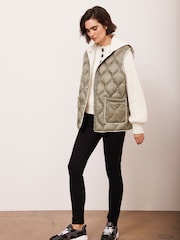 Mint Velvet Green Khaki Padded Gilet - Image 1 of 8