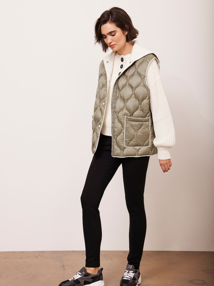 Mint Velvet Green Khaki Padded Gilet - Image 1 of 8