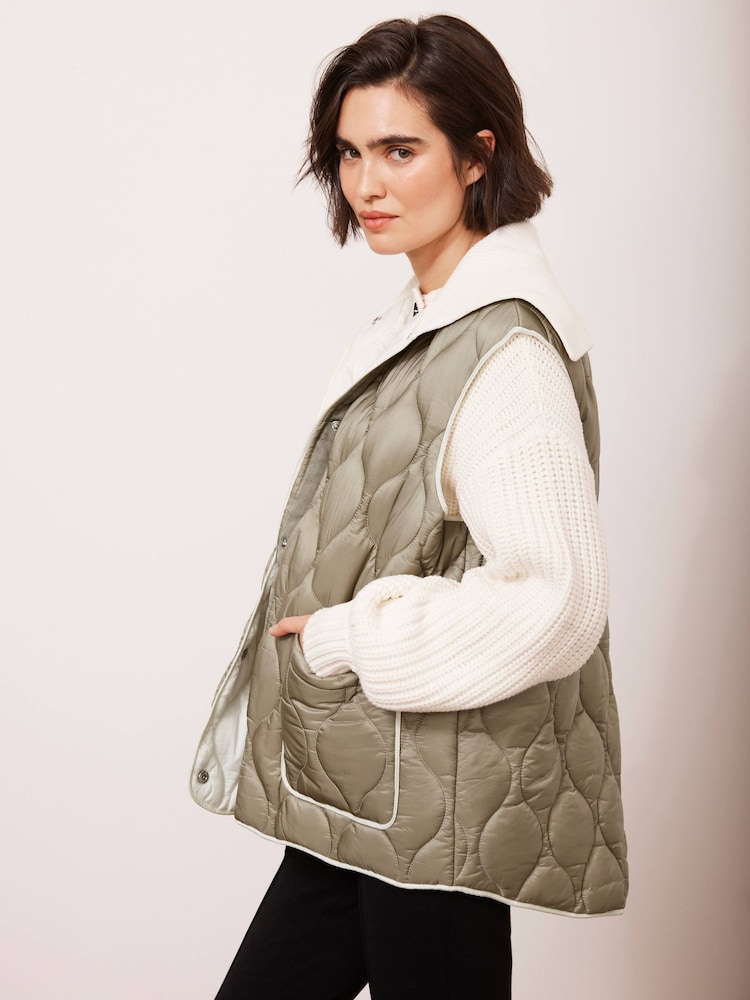 Mint Velvet Green Khaki Padded Gilet - Image 2 of 8