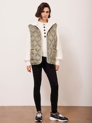 Mint Velvet Green Khaki Padded Gilet - Image 4 of 8