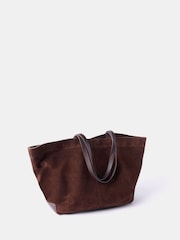 Mint Velvet Brown Oversized Chocolate Brown Suede Tote Bag - Image 1 of 6