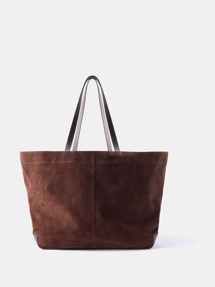Mint Velvet Brown Oversized Chocolate Brown Suede Tote Bag - Image 2 of 6